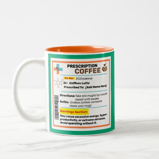 Em Dois Tons Caneca de Café Personalizada com Prescrição Engraç (Esquerda)