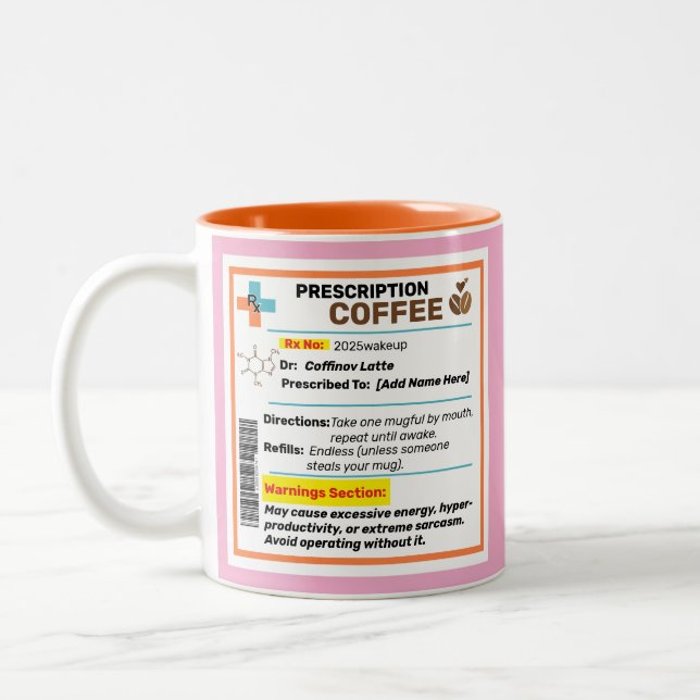 Em Dois Tons Caneca de Café Personalizada com Receita Engraçada (Esquerda)