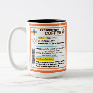 Em Dois Tons Caneca de Café Personalizada com Receita Engraçada