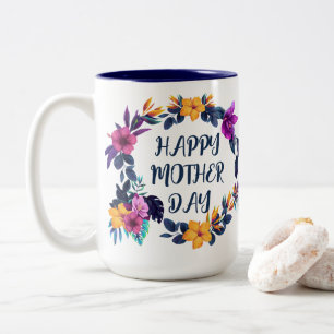 Em Dois Tons Caneca de Café Personalizada Dia das Mães Floral E