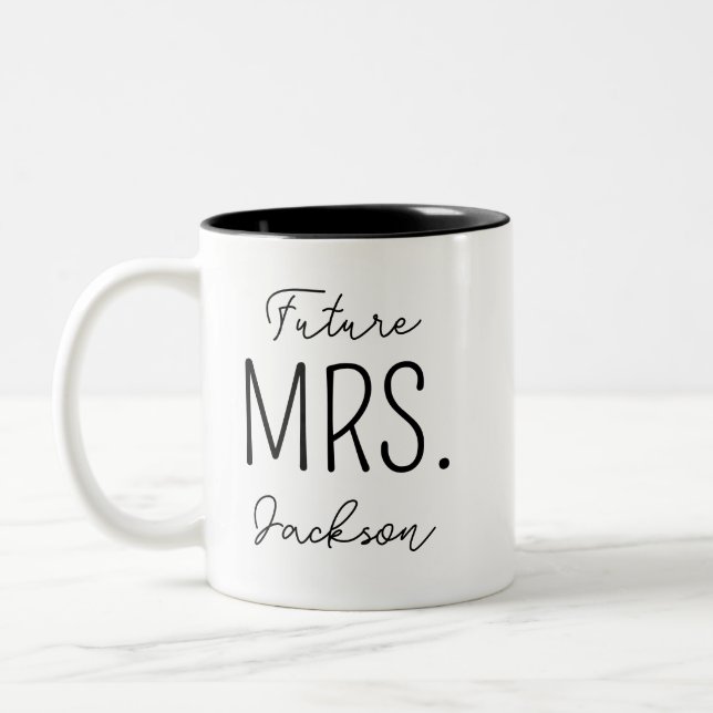 Em Dois Tons Caneca de Café Personalizada Futura Sra. para Noiv (Esquerda)