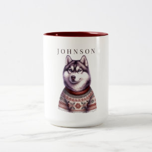 Em Dois Tons Caneca de Café Personalizada, Husky Siberiano Fest