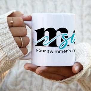 Em Dois Tons Caneca de Café Personalizada Natação Mãe Azul Turq