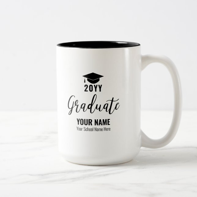 Em Dois Tons Caneca de Café Personalizada para Formatura Preto  (Direita)