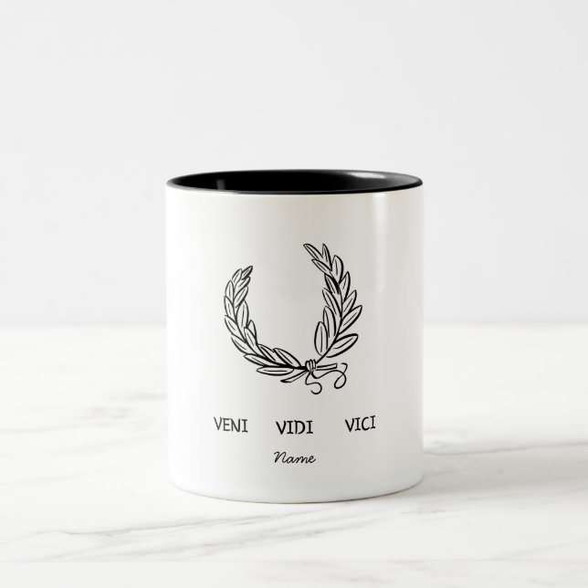 Em Dois Tons Caneca de Café Personalizada Veni Vidi Vici (Centro)