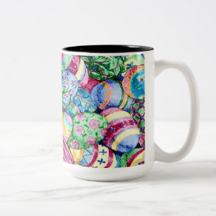 Em Dois Tons Caneca de café pintada colorida dos ovos da pásc