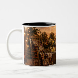 Em Dois Tons Caneca de Café Pôr do Sol Farmhouse Rustic Chic Am