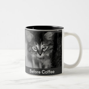 Em Dois Tons Caneca de café preta & branca do gatinho