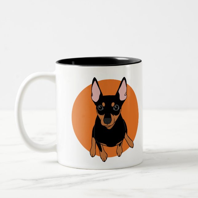 Em Dois Tons Caneca de café preta do cão do Pinscher diminuto (Esquerda)