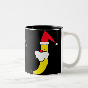 Em Dois Tons Caneca de café preto da banana do papai noel do C