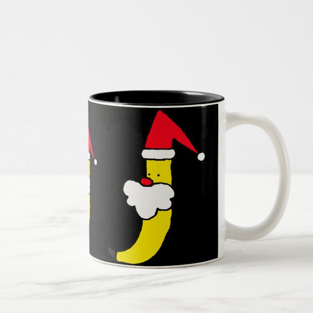 Em Dois Tons Caneca de café preto da banana do papai noel do CL (Direita)