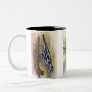 Em Dois Tons Caneca de café preto e branco da toutinegra