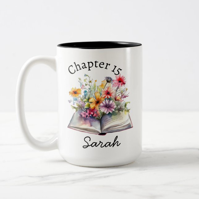 Em Dois Tons Caneca de café Pretty Bookworm  (Esquerda)