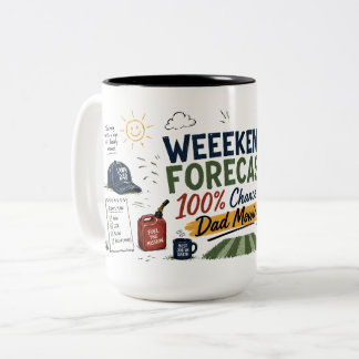 Em Dois Tons Caneca de Café Previsão de Fim de Semana Pai Corta