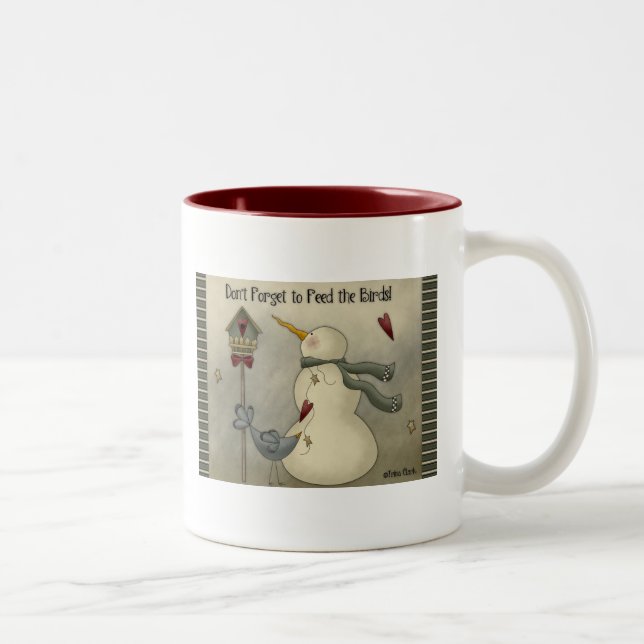Em Dois Tons Caneca de café Prim do boneco de neve do inverno (Direita)