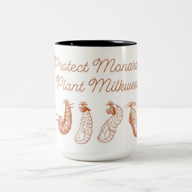 Em Dois Tons Caneca de Café Proteger Monarcas Plante Algodãozin (Centro)