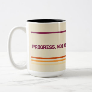 Em Dois Tons Caneca de Café Retro Motivacional – Progresso Não 