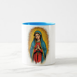 Em Dois Tons Caneca de Café Retro Virgem Maria