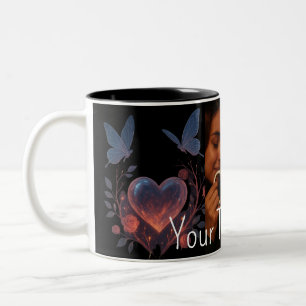 Em Dois Tons Caneca de Café Romântica com Foto Personalizada Co