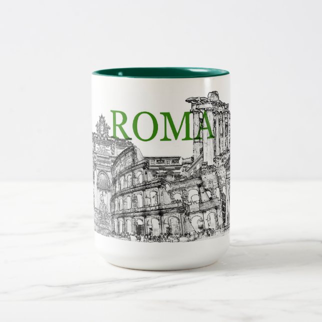 Em Dois Tons caneca de café rome viagem souvenir (Centro)
