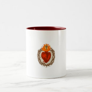 Em Dois Tons Caneca de café Sagrado Coração de Jesus