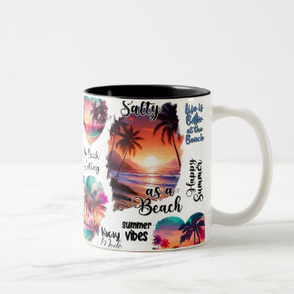 Em Dois Tons Caneca de Café Salty Sandy Happy Tropical Sunset