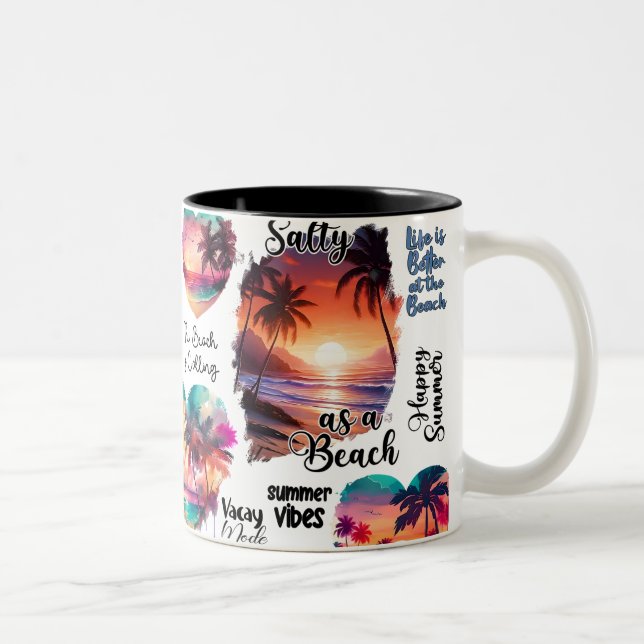 Em Dois Tons Caneca de Café Salty Sandy Happy Tropical Sunset (Direita)