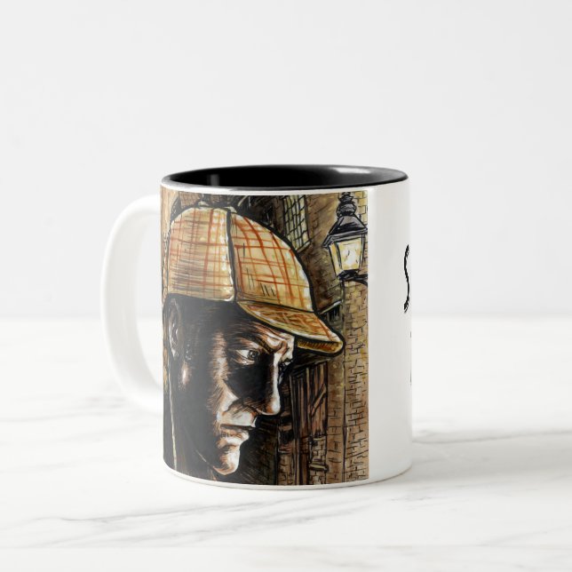 Em Dois Tons Caneca de café Sherlock Holmes (Frente Esquerda)