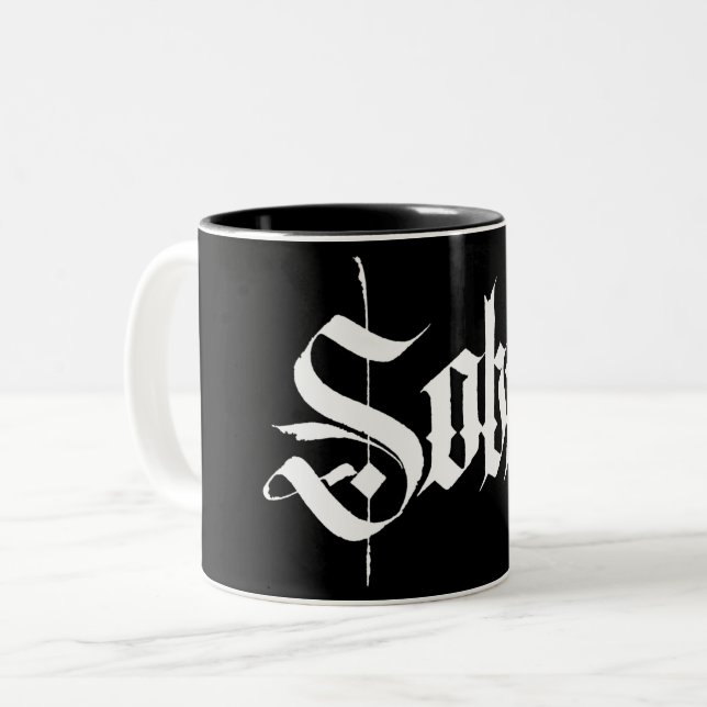 Em Dois Tons Caneca de café sóbrio da caligrafia (Frente Esquerda)