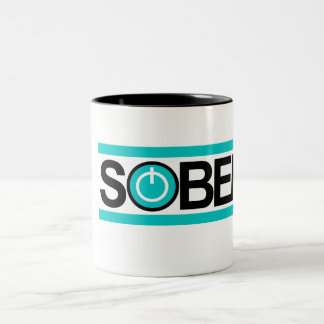 Em Dois Tons Caneca de café sóbrio do botão do poder