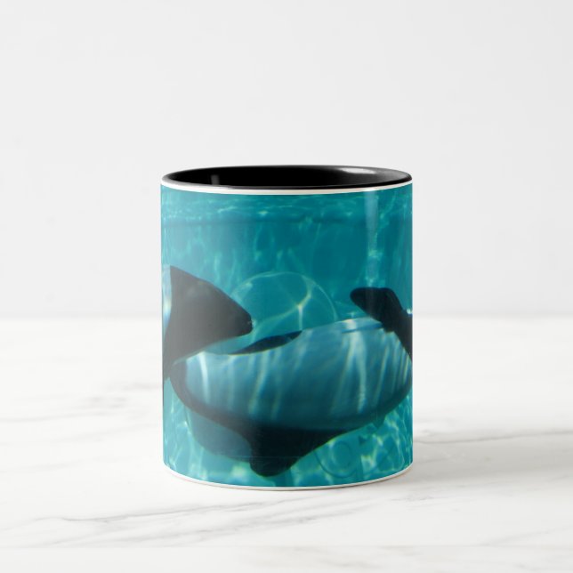 Em Dois Tons Caneca de café subaquática das baleias (Centro)