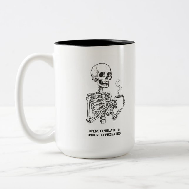 EM DOIS TONS CANECA DE CAFÉ SUPER ESTIMULADA E SUBCAFEINADA (Esquerda)
