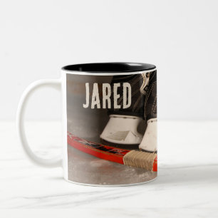Em Dois Tons Caneca de café temática de hóquei no gelo