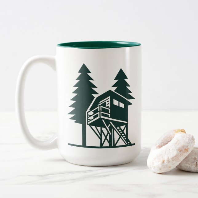 Em Dois Tons Caneca de Café Treehouse (Com Donut)