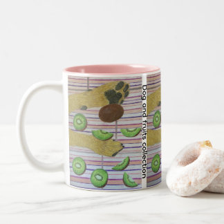 Em Dois Tons Caneca de café Two-Tone com patas de cachorro e ki