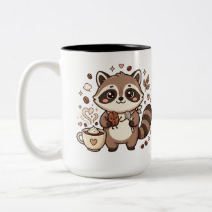 Em Dois Tons Caneca de Café Two-Tone Guaxinim Fofinho