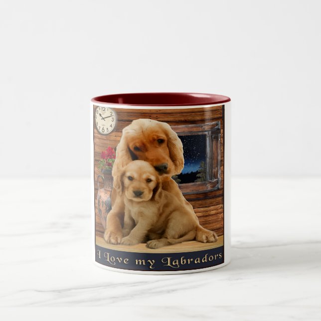 Em Dois Tons caneca de café Two-Tone labrador retriever (Centro)