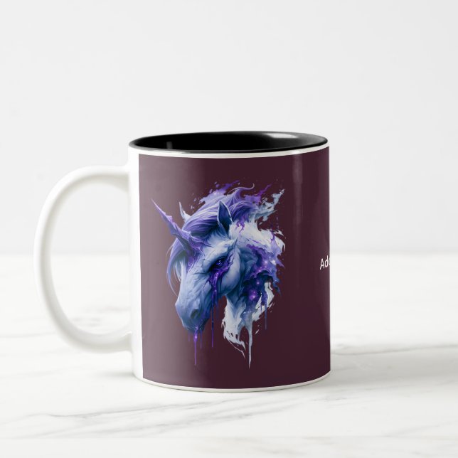 Em Dois Tons Caneca de Café Unicórnio de Fantasia Sombria (Esquerda)
