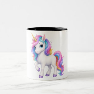 Em Dois Tons Caneca de Café Unicórnio Mágico Arco-Íris Fofo