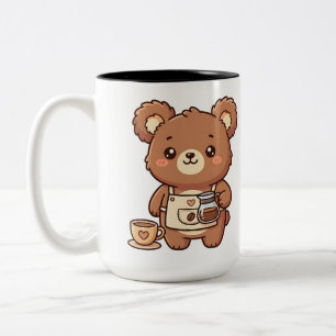 Em Dois Tons Caneca de Café Urso Kawaii de Cerâmica de Duas Cor