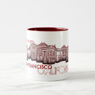 Em Dois Tons Caneca de café velha vermelha da cidade de San