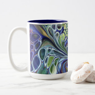 Em Dois Tons Caneca de café verde-oliva, azul roxo e burgundy