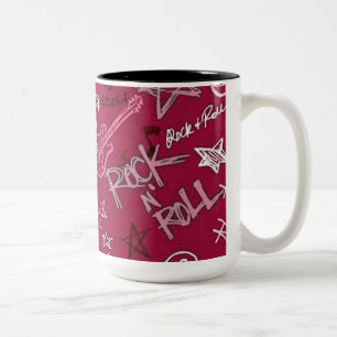Em Dois Tons Caneca de café vermelha da estrela do rock da