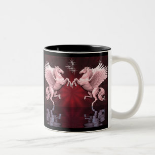 Em Dois Tons Caneca de café vermelha das reflexões de Pegasus