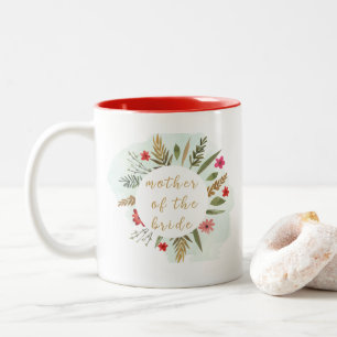Em Dois Tons Caneca de Café Vermelha Floral Mãe da Noiva