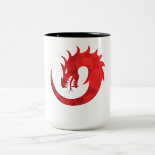 Em Dois Tons Caneca de Café Vermelho Dragão Círculo Duas-Tons -