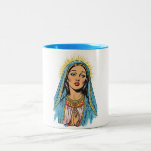 Em Dois Tons Caneca de café Virgem Maria Estilo Retrô