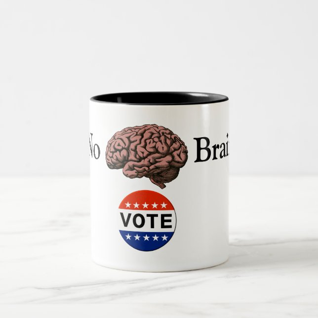 Em Dois Tons Caneca de Café Voto Sem Cérebro (Centro)