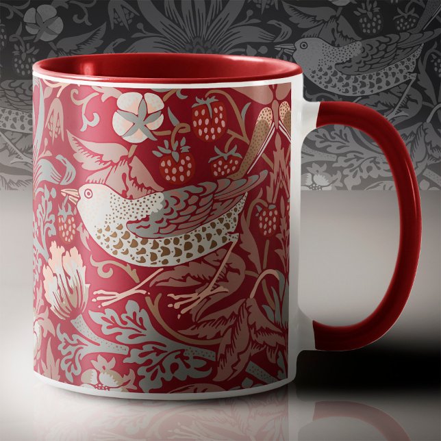 Em Dois Tons Caneca de Café William Morris Strawberry Thief (Criador carregado)
