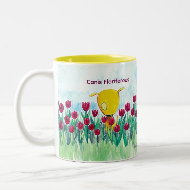 Em Dois Tons Caneca de café Yelodoggie "Canis Floriferous" (Esquerda)